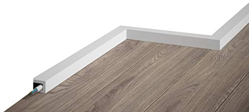 MARDOM DECOR Zócalo I QL021 ScratchShield® & LightGuard® I Listón de suelo con canal para cables, listón de cubierta I 200 cm x 2,0 cm x 2,5 cm