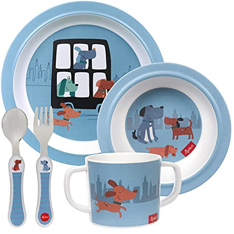 sigikid 25244 Melamin Set, dog blau Mädchen und Jungen empfohlen ab 36 Monate blau