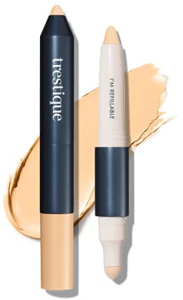 Trestique Concealer Crayon, Refillable Under Eye Concealer With Built-In Blending Sponge, Sustainable Clean Beauty Makeup