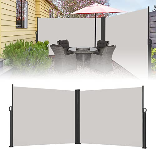 ACXIN Seitenmarkise Ausziehbar, 160x600cm Sichtschutz Sonnenschutz Seitenrollo Blickdicht Sichtschutz & Windschutz für Balkon & Terrasse, Hellgrau