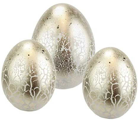 Deko-Ei Osterei Tischdeko Gartendeko Osterdeko Osterfigur Frühlingsdekoration Oster-Ei Eier Ostern Dekoration Deko für Kränze Osterkränze Blumen Frühlingsdekoration, Champagner, Gold, 3er Set