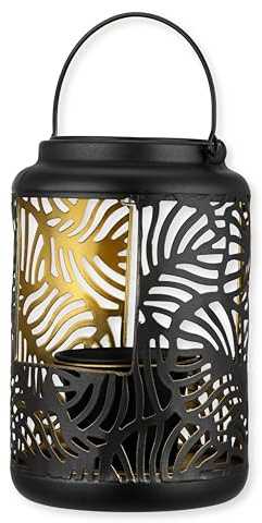 REV Lampe solaire - Lampe de jardin de 25 cm avec bol décoratif et arceau de suspension - Belle décoration de jardin, métal, IP44, noire