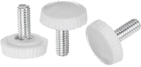 sourcing map 30pcs M4 x 10mm Metric Male Thread Knurled Knobs, Thumb Screw Clamping Knobs Grip Plastic Handle Hand Knobs with Threaded Stud, White