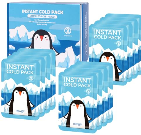 NEWGO Einweg Kälte-Sofort-Kompresse (12 Stück), Sofort Kälte Kompresse Coolpack zum Knicken, Erste Hilfe Set Kinder für Erste-Hilfe-Maßnahmen, Schmerzlinderung, Schwellungen, Entzündungen, 10X15cm
