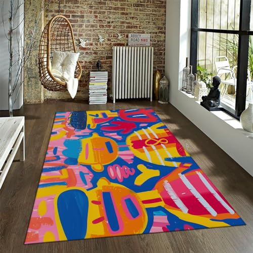 Cartoon Niedliche Kinder Teppich Schlafzimmer Wohnzimmer Küche Bereich Teppiche Hell Bunt Design Teppich Mädchen Jungen Bodenmatte Waschbar 160x230cm
