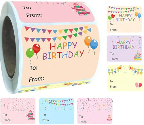 300Pcs Name Tag Labels Stickers Roll,Birthday Gift Birthday Name Gift Labels Stickers for Presents,Tags Stickers Self Adhesive Baby Shower Boxes Cards Kids Party Favor