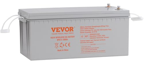 VEVOR Deep Cycle Battery, 12V 200 AH Rechargeable AGM Marine Battery, Designed for RV Solar Off-Grid Use, UPS Backup, Deep Cycle Marine Battery with a Self-Discharge Rate, 1400A Current