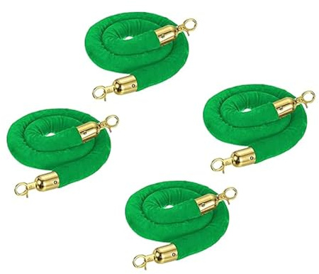 LQSYBHD 4 Pacchetti di Corda di Velluto with Hook,Stanchion Rope,Corda Barriera,Corda Stanchion con Ganci,Corda per Corrimano,per Pali,Controllo Folla(Size:9ft)