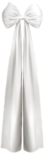Christmas Tree Topper Bow 19.7x46.1 Inch Soft Long Tails Decorative Ribbon Bow for Tree, Party, Wall, Door and Holiday Christmas Decorations White