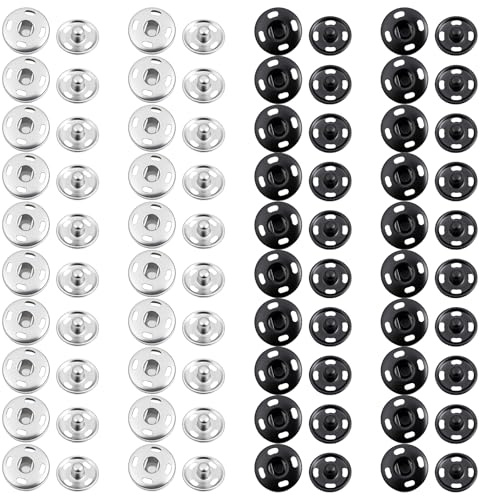 SHENLIU 40 Sets Press Studs, Metal Snap Fasteners Clothes Poppers Fastener | Sewing Snaps Brass Press Studs for Clothing Sewin Belts DIY Crafts