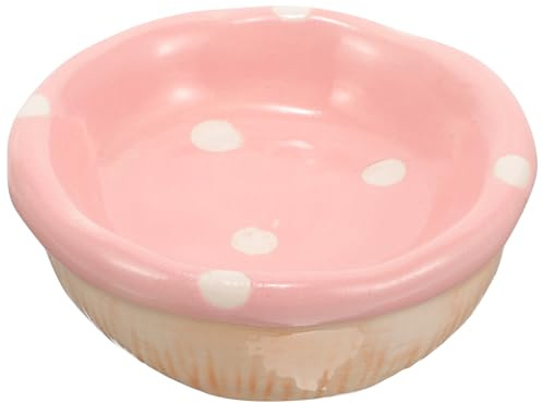 ULTECHNOVO Cuenco de Cerámica para Hámster Anti-vuelco, Tamaño Pequeño, Color Rosa, Tazón de Comida para Chinchillas y Conejos, Suministros para Mascotas Pequeñas, Plato Compacto Fácil
