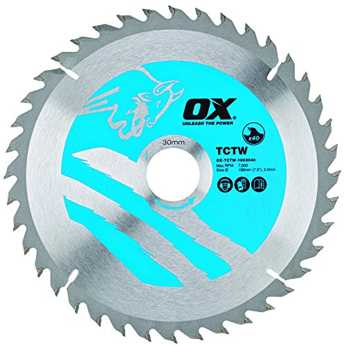 OX Tools Wood Cutting Circular Saw Blade 190/30mm, 40 Teeth ATB