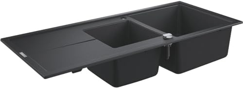 Grohe 31643AP0 - K400 Fregadero dos cubetas y desagüe, Gris (Granite Black), 116 x 50 cm