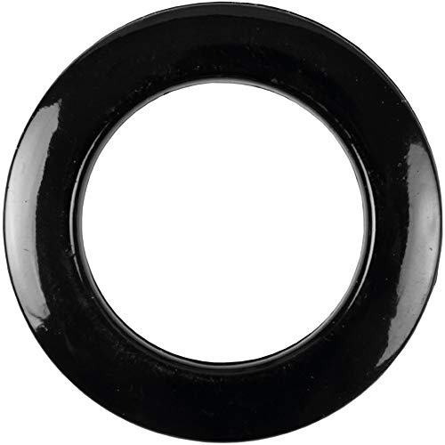 20 Schwarze Gardinenösen (inkl. Schablone) für 40 mm Stoffloch, verwendbar für alle Stoffstärken Schlagösen Kunststoffösen Ösenset Rundösen Vorhangringe
