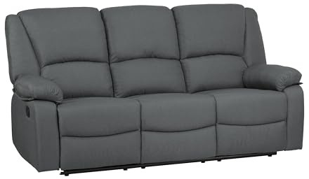 Totò Piccinni Set Divano 2 o 3 posti, Poltrona Relax CALIPSO Reclinabile, ImbottitI con Braccioli e Poggiapiedi (Tessuto Grigio, 3 Posti)
