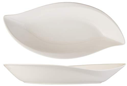 Set. 6 Unidades Atlantic Fuente Oval forma Hoja Fabricada en Porcelana Fine China. Medidas: 30.5X13.5X4.3 Cm.