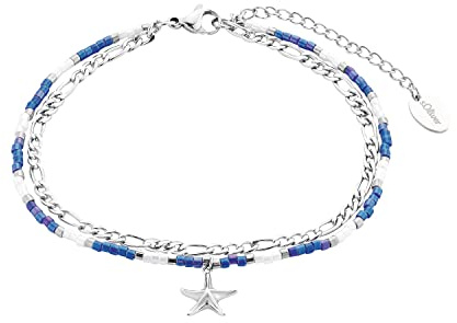 s.Oliver Fußkette 925 Sterling Silber/Edelstahl Damen, Sommerschmuck, Kommt in Schmuck Geschenk Box