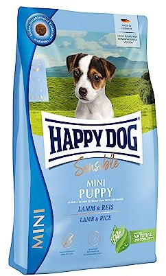 Happy Dog Sensible Mini Puppy 4 kg | Trockenfutter mit Lamm – Weizenfrei, kleine Kroketten, für Welpen kleiner Rassen
