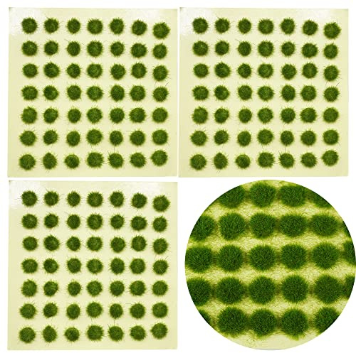 Cayway 147 PCS Static Grass Tuft Grün Selbstklebende Statische Grass Statisches Grasbüschel Miniatursträucher Büsche für Miniatur Tabletop Spiele Modelleisenbahn Geländeb