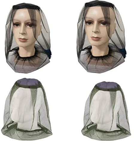 KALUROIL Masque Anti Tête de Moustique Net Moustiquaire TêTe Moustique Net Chapeau De Masque Anti-Moustique ExtéRieur,Filet Repoussant Les Insectes,Mosquito TêTe Filets (4 pièces)