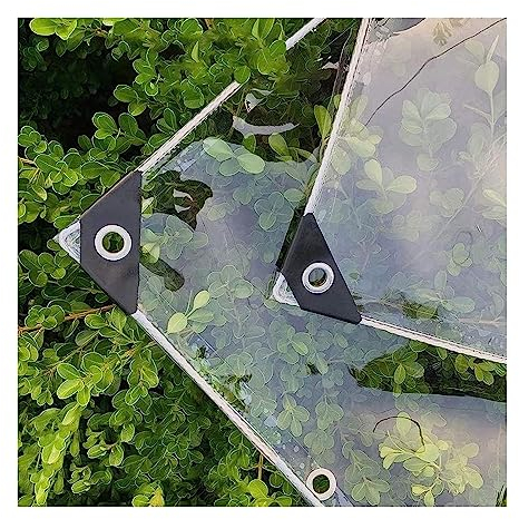 RAUMPA PVC Plane Transparent mit Ösen, Abdeckplane Durchsichtig Regenschutz Balkon Regenplane, Wasserdicht Wetterfeste für Außenbereich Pavillon Seitenwand Outdoor Terrassen Garten