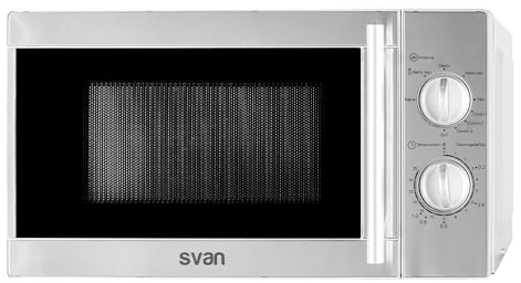 Svan Microondas 20 Litros con Grill Inox SMW2700GX. 700W, Grill 1000W, 9 Programas, Modo Descongelación, Revestimiento Interior, Fácil Limpieza, Temporizador 35min.
