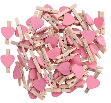 TOPPERFUN 100stücke Holz-fotoklammern in Herzform Fotohalter Aus Naturholz Bunte Holzklammern Für Zuhause Party Und Bastelprojekte