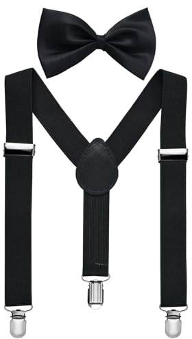 Miobo Unisex Hosenträger mit Fliege für Kinder: Stylisch und praktisch, mit drei Clips