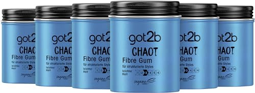 got2b Schwarzkopf Chaot modellierendes Fibre Gum Halt 3 (6x 100 ml), Haarwachs für Männer kreiert zerzauste Looks, Haarpaste mit starkem, aber biegsamem Halt für individuelle Styles