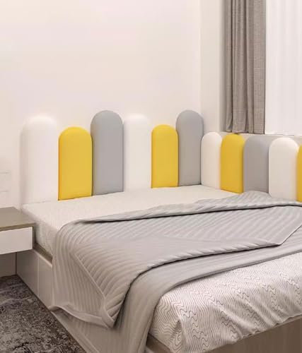 Boracy Selbstklebende Anti Kollision Wandpaneele, Wandkissen Kinderzimmer Polsterpaneel, Thicken Tatami Wandaufkleber Sehr Einfach zu Befestigen (Color : Gelb, Größe : 150cm)