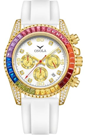 FORSINING Montre pour homme - Cadran analogique à quartz - Couleur diamant - Bracelet en silicone - Style décontracté - Pour homme d'affaires - Étanche