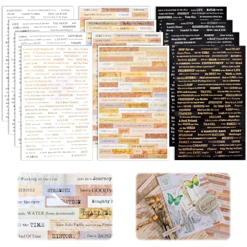 Klistermärke ordspråk-12 ark klippbok tillbehörsset (3 sidor bronzing scrapbook-klistermärken) bullet journal tillbehör för bullet journal scrapbook
