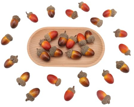 ParPix 30 Stück Künstliche Eicheln Herbstdeko, Künstliche Eicheln mit Natürlichen Eichel Kappe Autumn Decor, Herbstdeko Innen, Groß Eichel Herbst Deko, für Herbst Dekoration Thanksgiving Streudeko