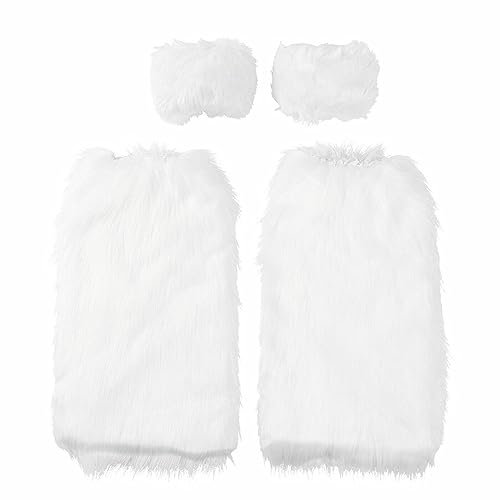 HUAJINGKEJI Bequeme weiche Socken, Kunstfell-Manschetten, pelzige Handgelenkbänder, Beinstulpen, Handgelenkstulpen, Wärme, Stiefelstulpen für Damen, Party, Cosplay-Kostüme, Weißer Anzug, XS-XL