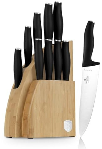 Berlinger Haus Bamboo BH-2979 Lot de 10 couteaux avec support Noir mat