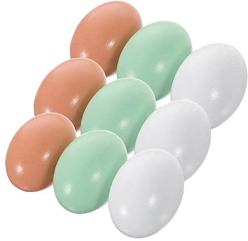ERINGOGO 9piezas Huevos De Madera Falsos para Decoración De Pascua De Material Duradero para Manualidades para Hogar Granjas y Restaurantes