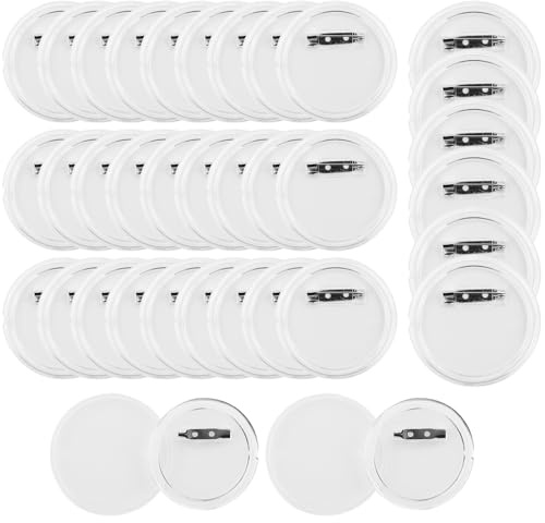 32 Stück Buttons Selber Machen Ohne Buttonmaschine, DIY Transparente Buttons 58mm, Transparente Ansteckbuttons mit Sicherheitsnadel, DIY Button Pins Acrylic, für Bild, Foto, Kleidung, Schule