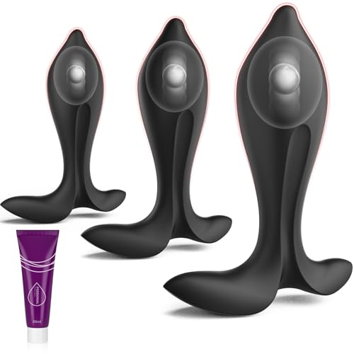 3er Set Silikon Analplug mit Analperlen in 3 Größen für Anfänger, Buttplug Set Sexspielzeug für Frauen & Männer Prostata Stimulation Anal Training Set mit T-Form Griff Anal Plug für Anfänger