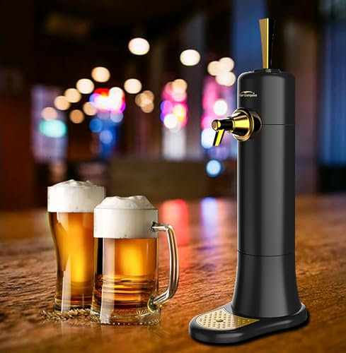 McbeAn 2,289/5,000 Spillatore per Birra, Spillatore Portatile, Vibrazione a 40.000 S/frequenza Sub-Alta E Funzione di Raffreddamento, Converte Qualsiasi Lattina O Bottiglia in Birra alla Spina
