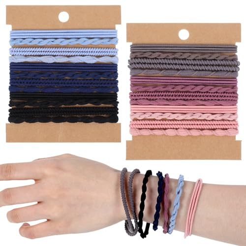 Nogeqi 48 stycken boho hårsnodd dam, flätade scrunchies flätade gummi elastiska hårband, mångsidiga hårsnoddar armband flätat hårgummi för flickor (färgglada, 7 cm, nylon)