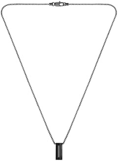 BOSS Jewelry Collier avec Pendentif pour Homme Collection CANDOR JEWELRY en Acier Inoxydable Noir - 1580750