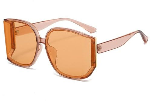 MYSXSWHL Lunettes de soleil surdimensionnées, grande monture, verres incurvés, protection solaire pour femmes, lunettes de protection, C4 Champagne, polarisées