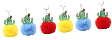 Healvian 2 Ensembles Porte-clés Cactus Anneau Clé Élégant Porte-clés En Peluche Porte-clés Boule De Poils 3 Pièces * 2