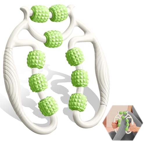 Vlecexs Rouleau de Massage, Masseur Anti Cellulite 360°, Rouleau Cellulite Massage avec 9 Roues, Rouleau de Massage Musculaire des Jambes, pour Les Cuisses Rouleau en Mousse, Soulage la Fatigue