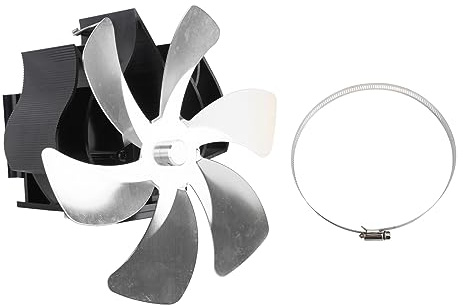 Aoaoy Träugnsfläkt, rörkaminfläkt, 6 blad, hängande ugnsfläkt vid skorstenen, ljudlöst rökrör, hängande kaminfläkt, väggfäste för vedkamin (silver)