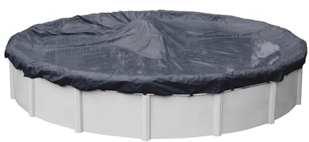 Robelle 18 ft Blue Winter Pool Cover for Above Ground Pools, 3 ft Overlap (21 ft Cover Size), Solid 7 x 7 Scrim, 2.2 oz/yd2, 8-Year Warranty, Style: 3618A