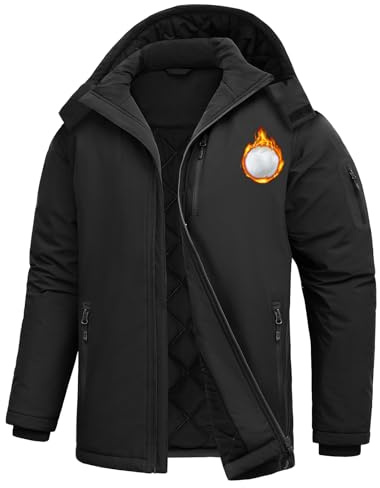 Voqeen Chaqueta Hombre Invierno Repelente Softshell Abrigo Con Capucha Chaqueta Plumas Para Senderismo Cazadora Acolchada Aislante Ligero Al Aire Libre De Montaña