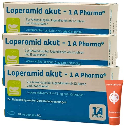 Loperamid akut Durchfall Kapseln 3 x 10 St. I schnelle Wirkung I Pharma Perle Duschgel