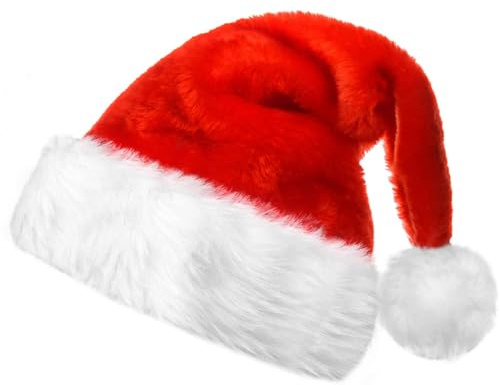 Gorro Papa Noel Adulto,Peluche Gorros Navidad,gorros navidad Adulto,gorros De navidad Rojos,Sombrero para Navidad,Sombrero de Santa Claus para Hombres Señoras Christmas Año Nuevo Festivo Cosplay (E)