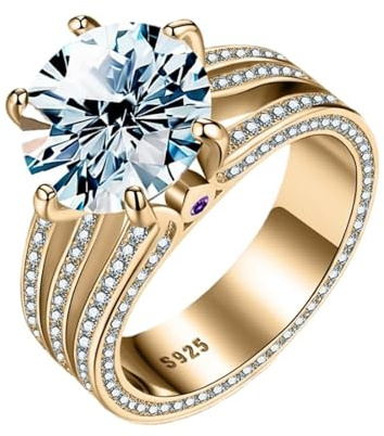 5ct Moissanite förlovningsring for kvinnor D färg VVS1 925 sterling silver diamantringar vigselringar med certifikat(Champagne,7)